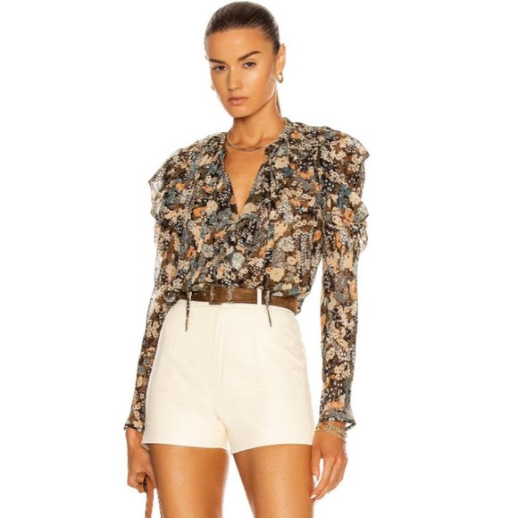 Ulla Johnson Colette Silk Blouse Night Garden - Picture 2 of 14